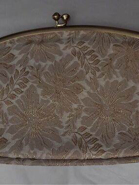 Gold Floral Jacquard Clutch Bag - Avon Vintage by Kadin 1960's